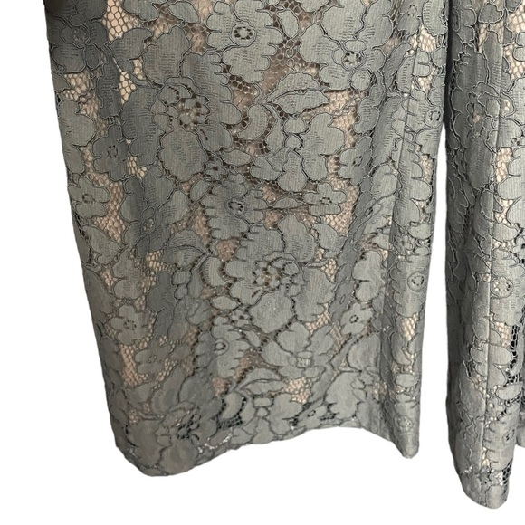FEATHER Bone by Anthropologie Light Grey Lace Illusion Wide Leg Dress Pant, Med - Picture 8 of 9